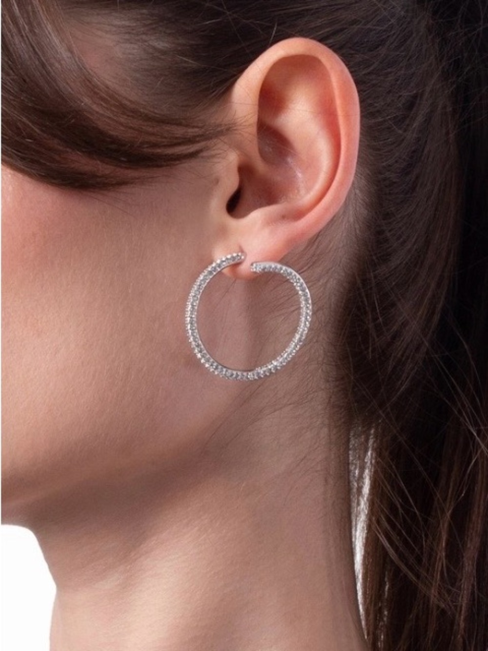 NEW Swarovski Dextera silver hoop earrings